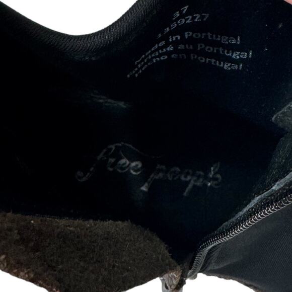 Free People Jackson West Ankle Boot 37 7 Brown Black Leather Bootie Boho - Picture 9 of 10